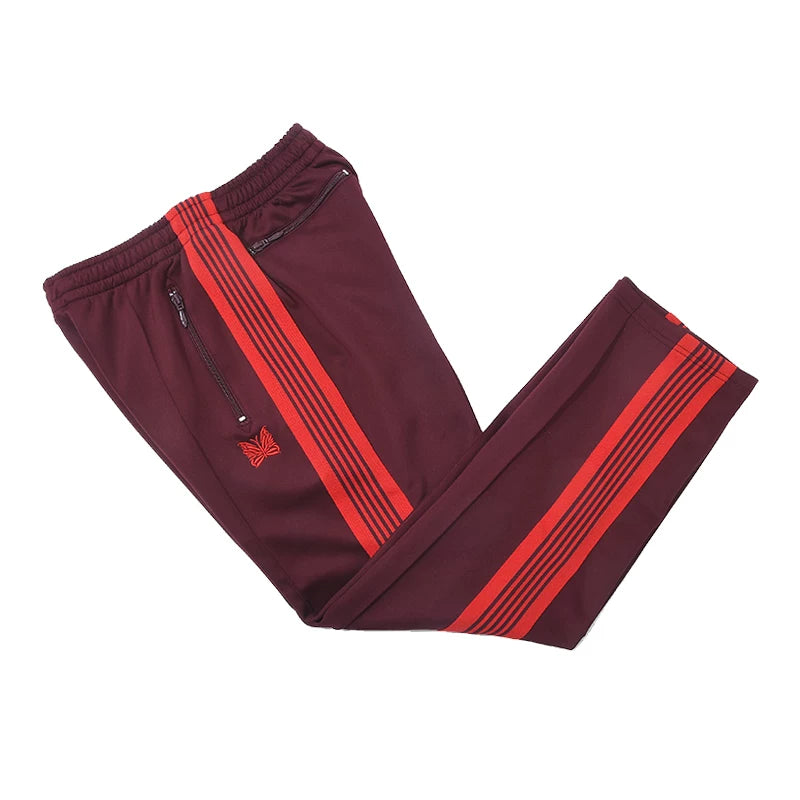 Needles Inspired Butterfly Embroidery Striped Straight Track Pants
