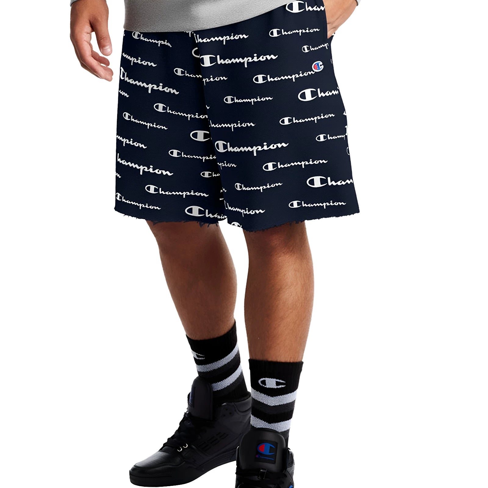 Champion Style Script Logo All Over Print Shorts
