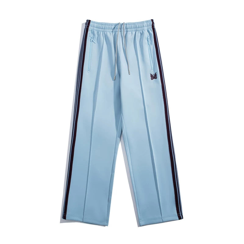 Needles Style Butterfly Embroidered Stripe Track Pants