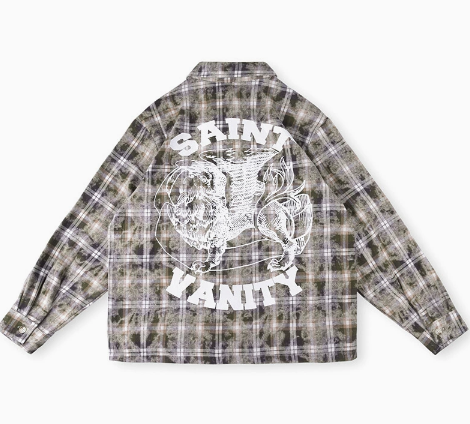 Saint Vanity Grunge Graphic Plaid Flannel Shirt