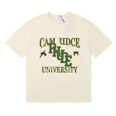 RHUDE American Retro Letter Print Loose Casual T-Shirt