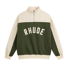 RHUDE Retro Color Block Half Zip Fleece Hoodie