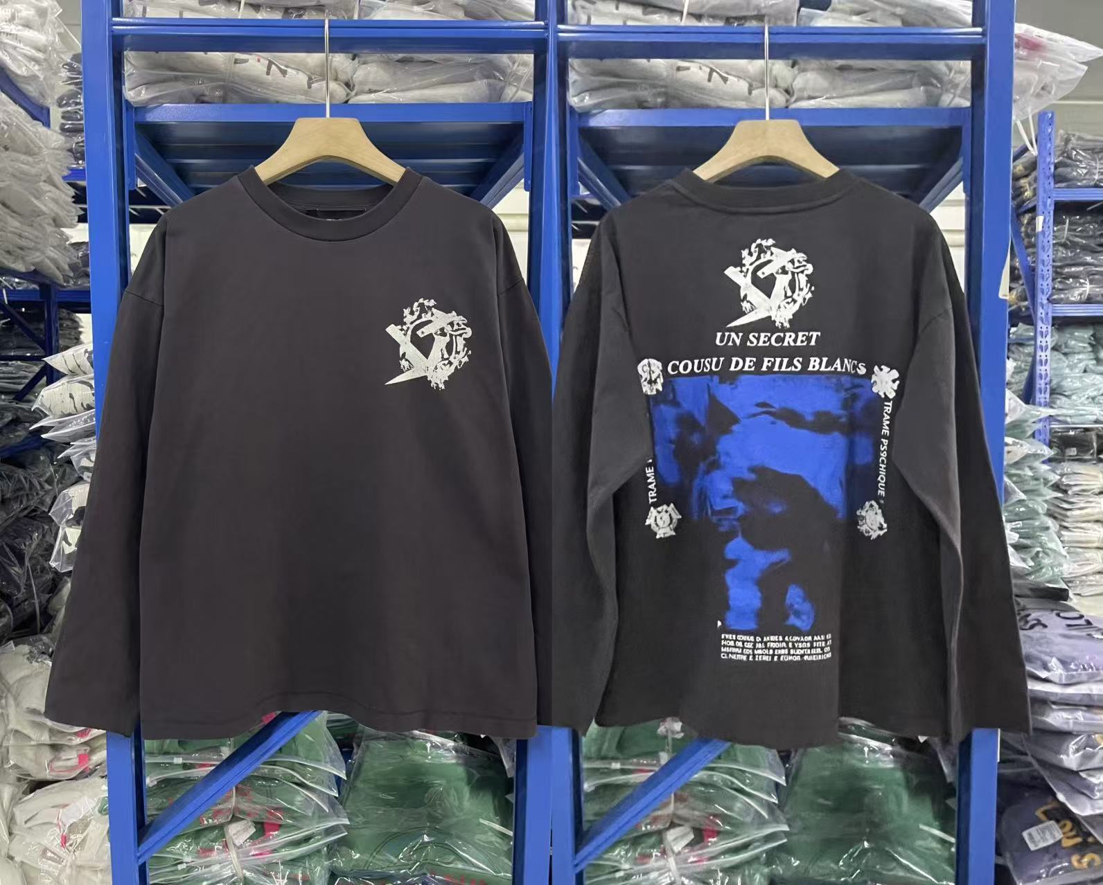 ERD Inspired American Retro Washed Black Longsleeve Tee
