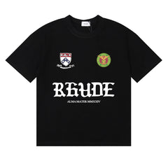 RHUDE American Retro Letter Print Loose Casual T-Shirt